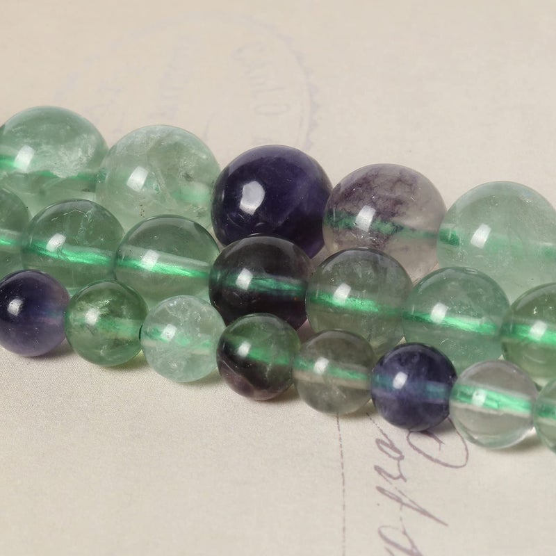 Xilitata 35pcs 10mm Natural Stone Beads Fluorite Beads Crystal Gemstone for Jewelry Making  DIY Bracelet Necklace - Image 4